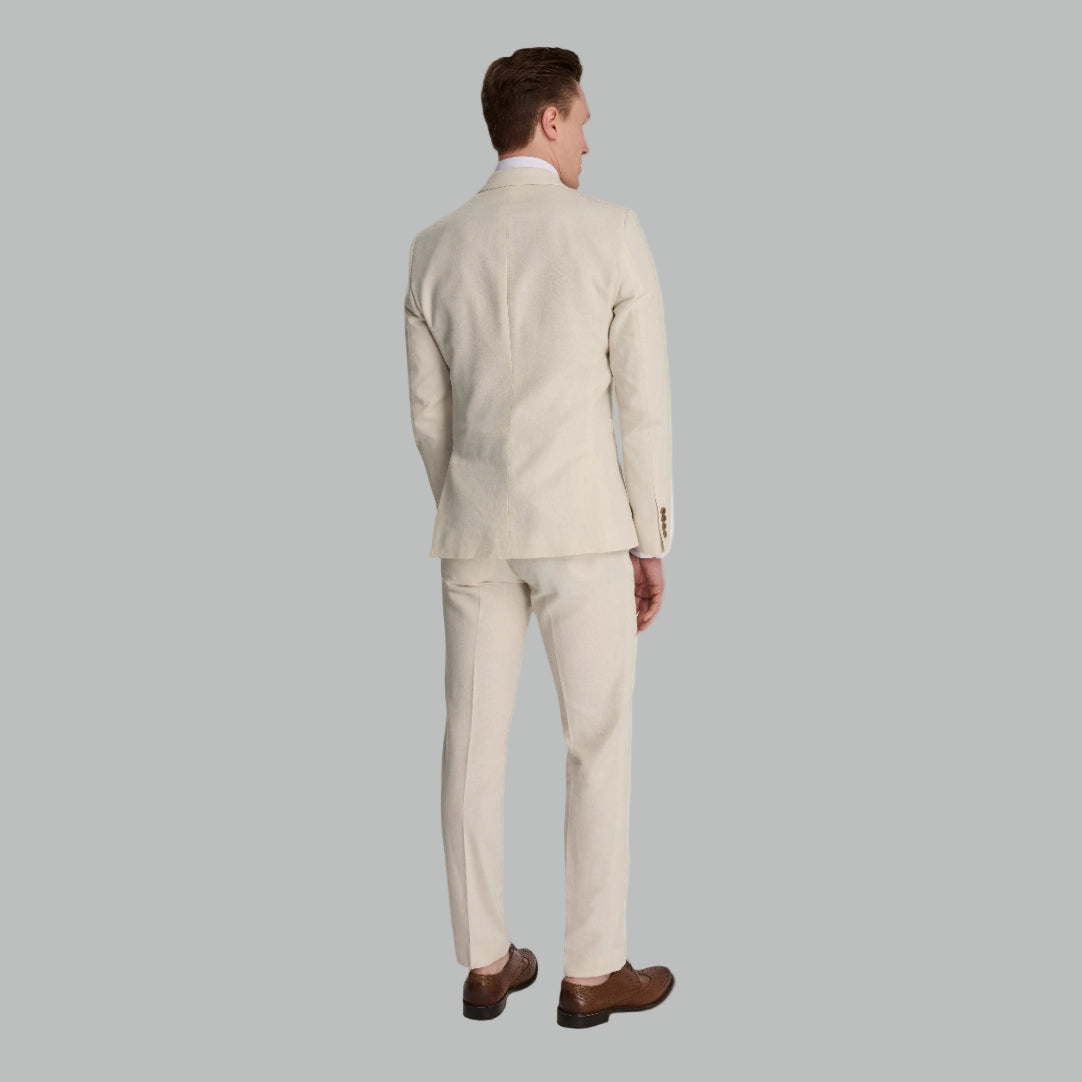 Giacomo Cotton Linen Double Breasted Suit Jacket in Stone RRP £139