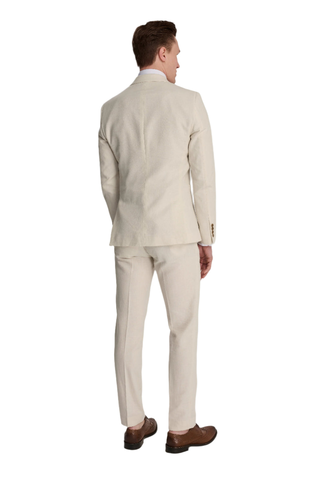 Giacomo Cotton Linen Double Breasted Suit Jacket in Stone RRP £139