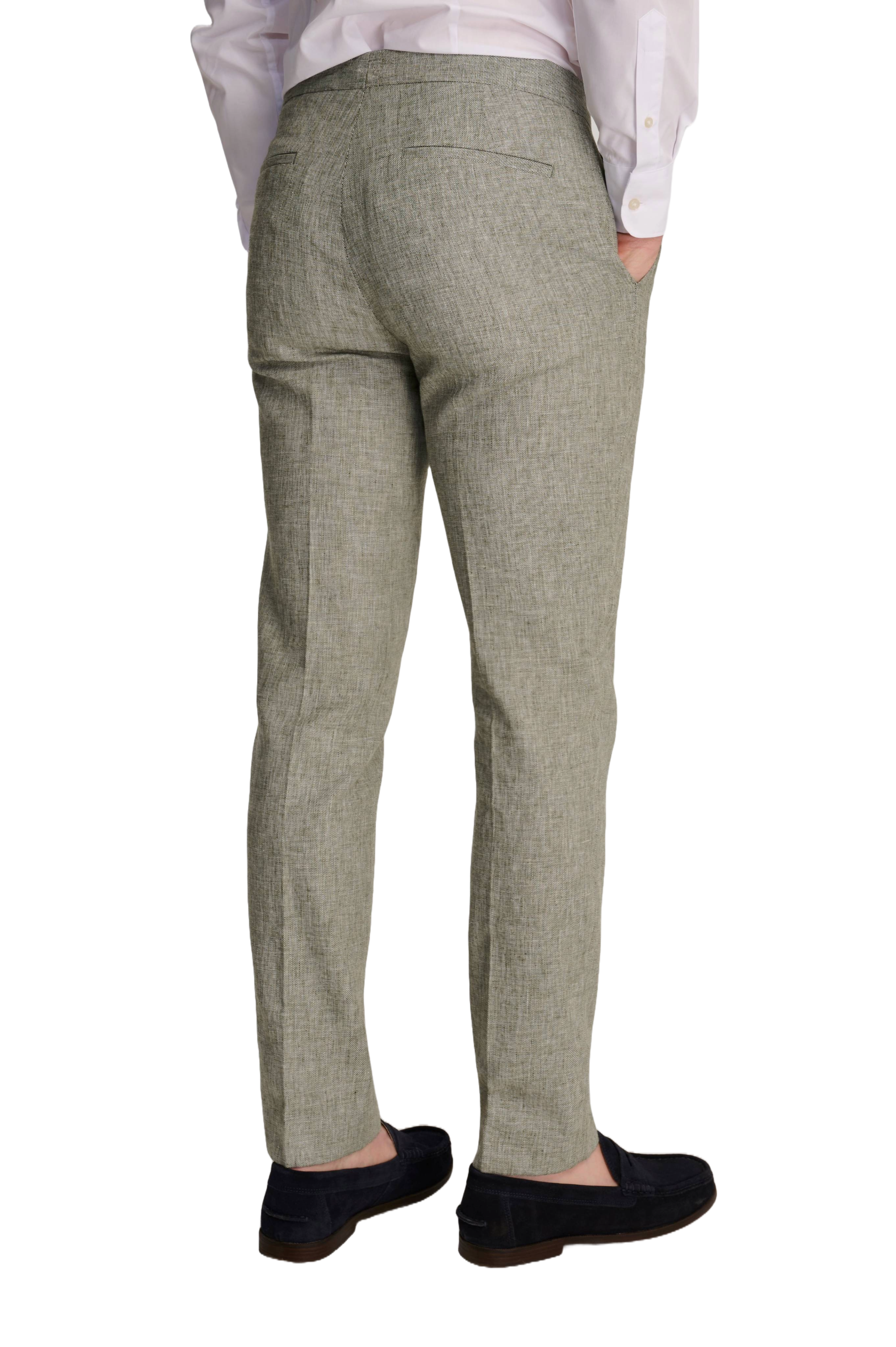 Giacomo Slim Fit Cotton Linen Suit Trousers in Green RRP £75