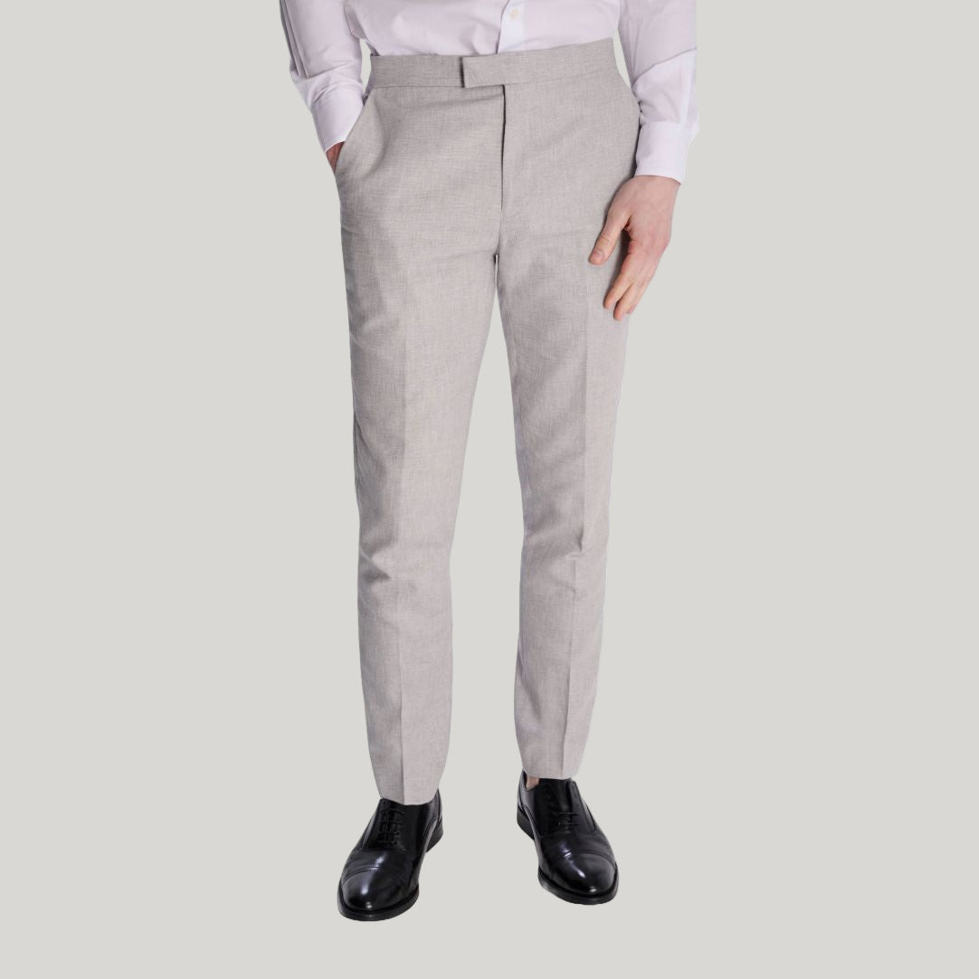 Giacomo Slim Fit Cotton Linen Suit Trousers in Grey RRP £75