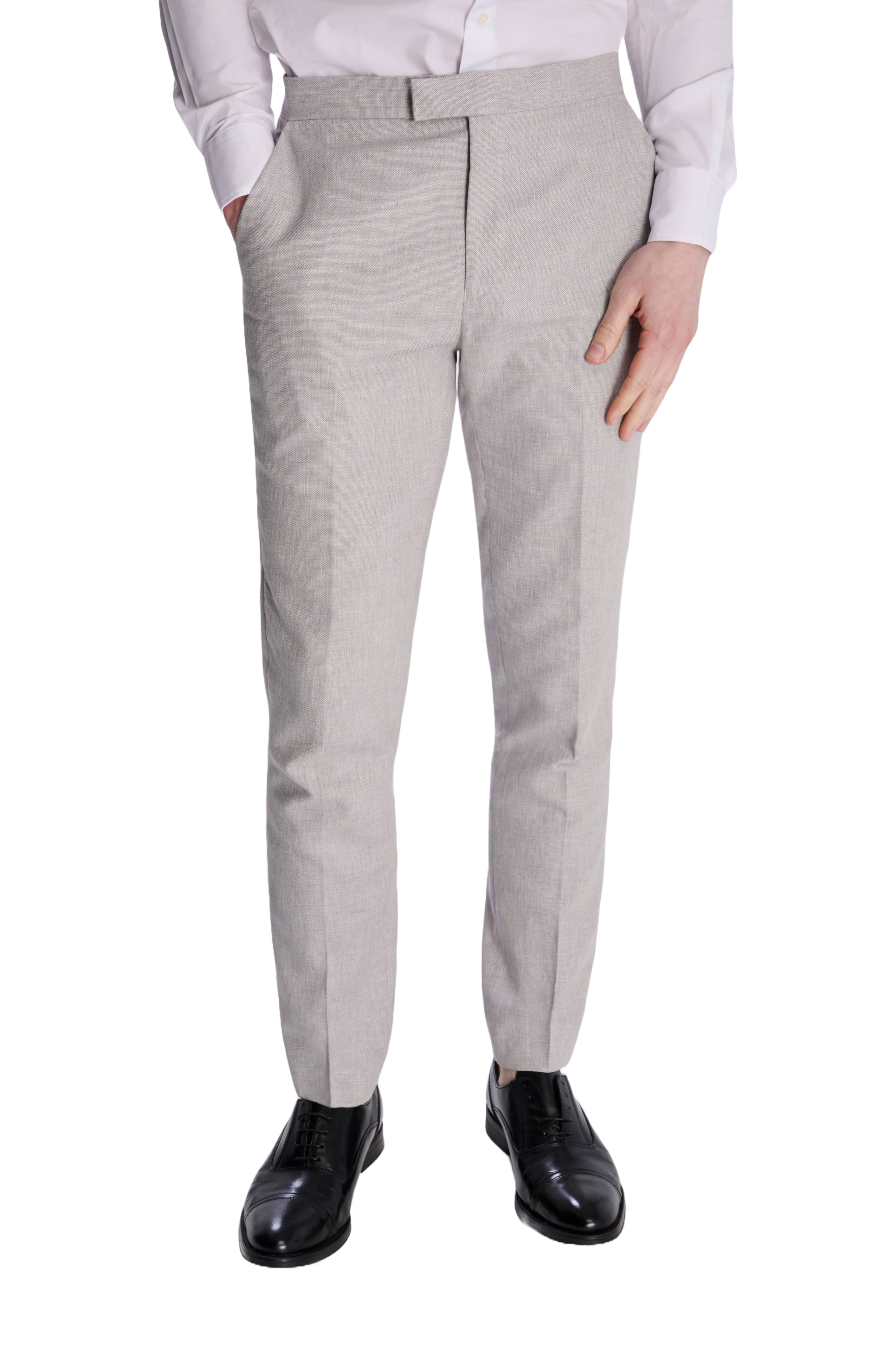 Giacomo Slim Fit Cotton Linen Suit Trousers in Grey RRP £75