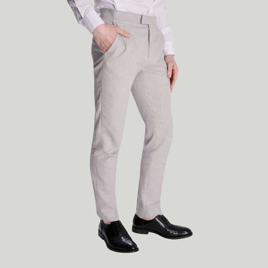 Giacomo Slim Fit Cotton Linen Suit Trousers in Grey RRP £75