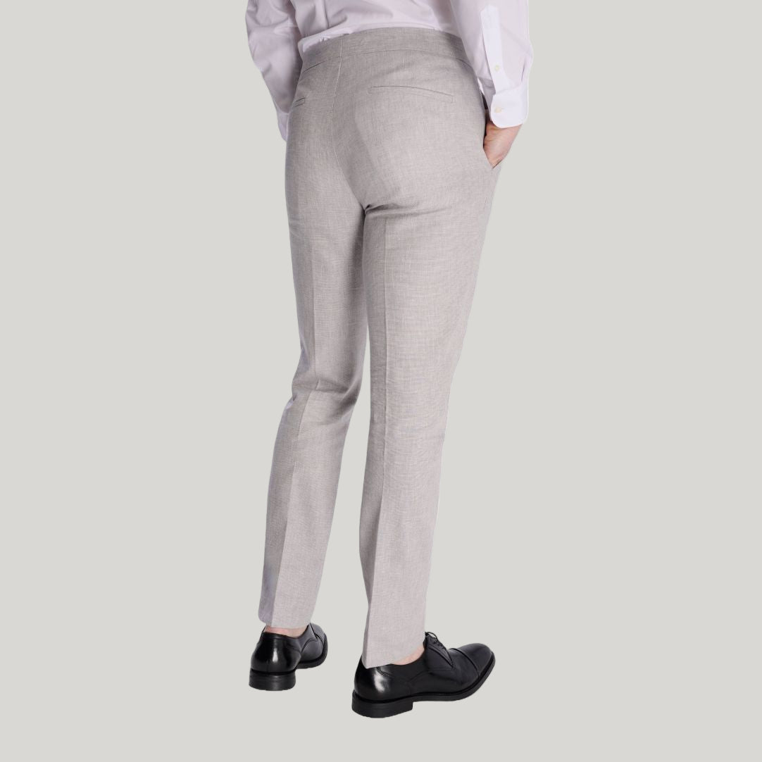 Giacomo Slim Fit Cotton Linen Suit Trousers in Grey RRP £75