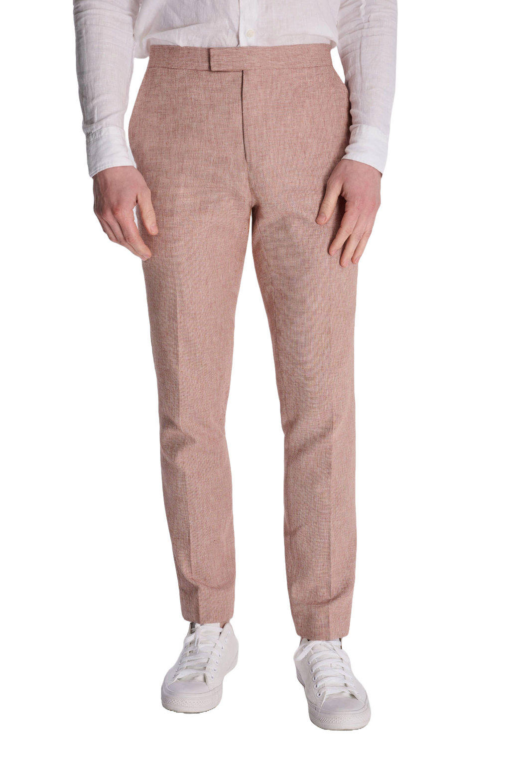 Giacomo Slim Fit Cotton Linen Suit Trousers in Rust RRP £75
