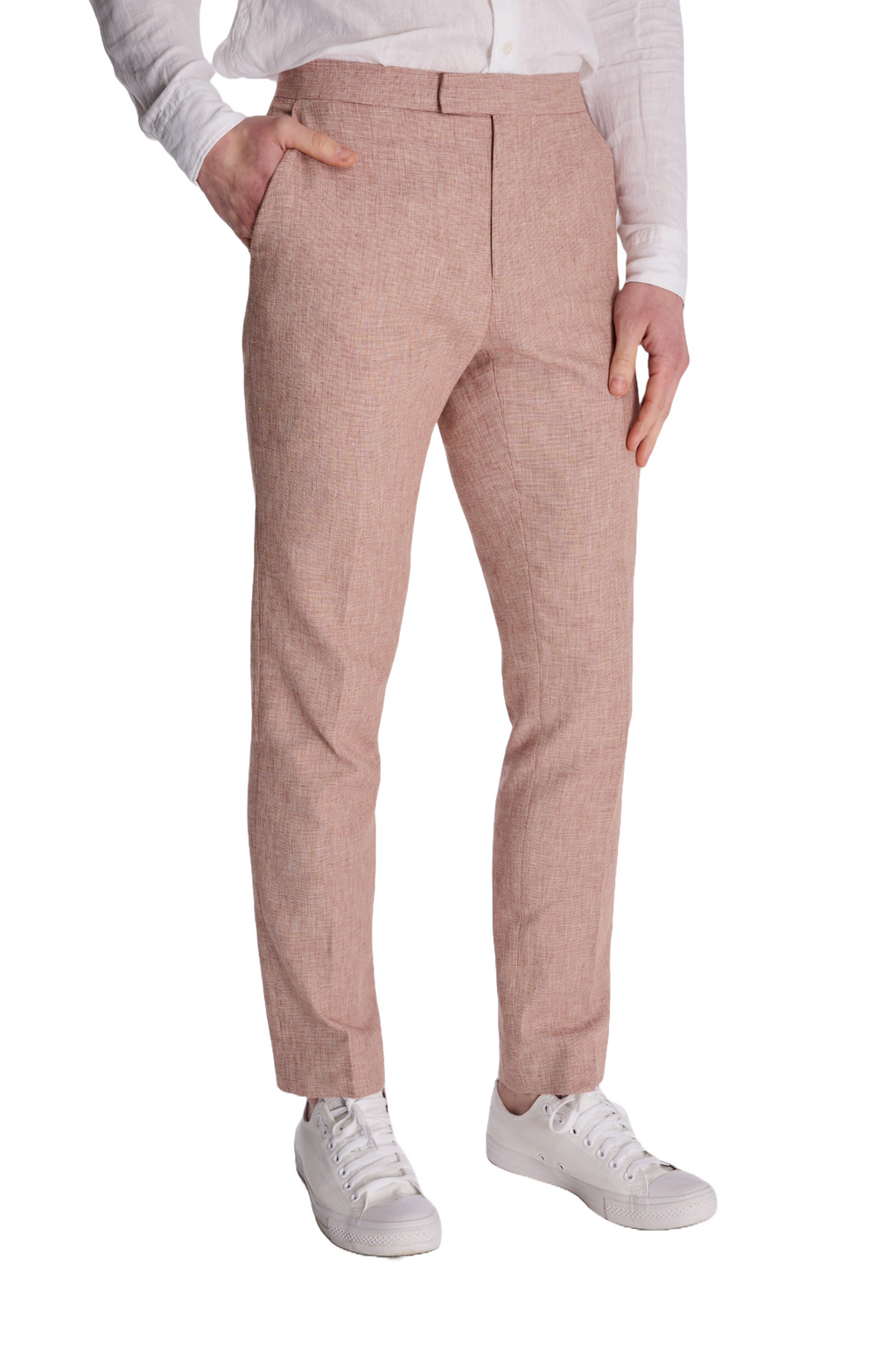Giacomo Slim Fit Cotton Linen Suit Trousers in Rust RRP £75