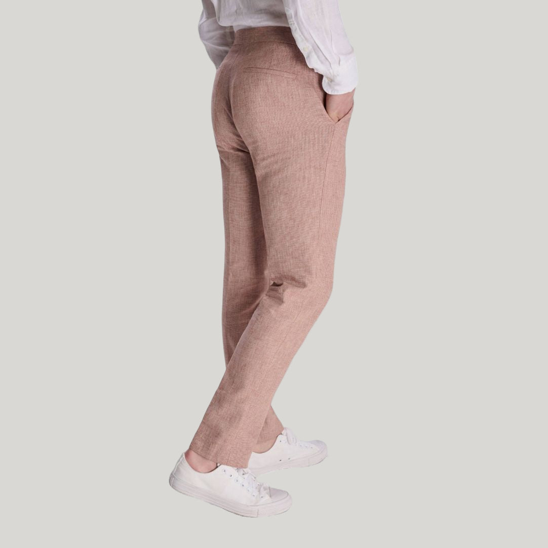 Giacomo Slim Fit Cotton Linen Suit Trousers in Rust RRP £75