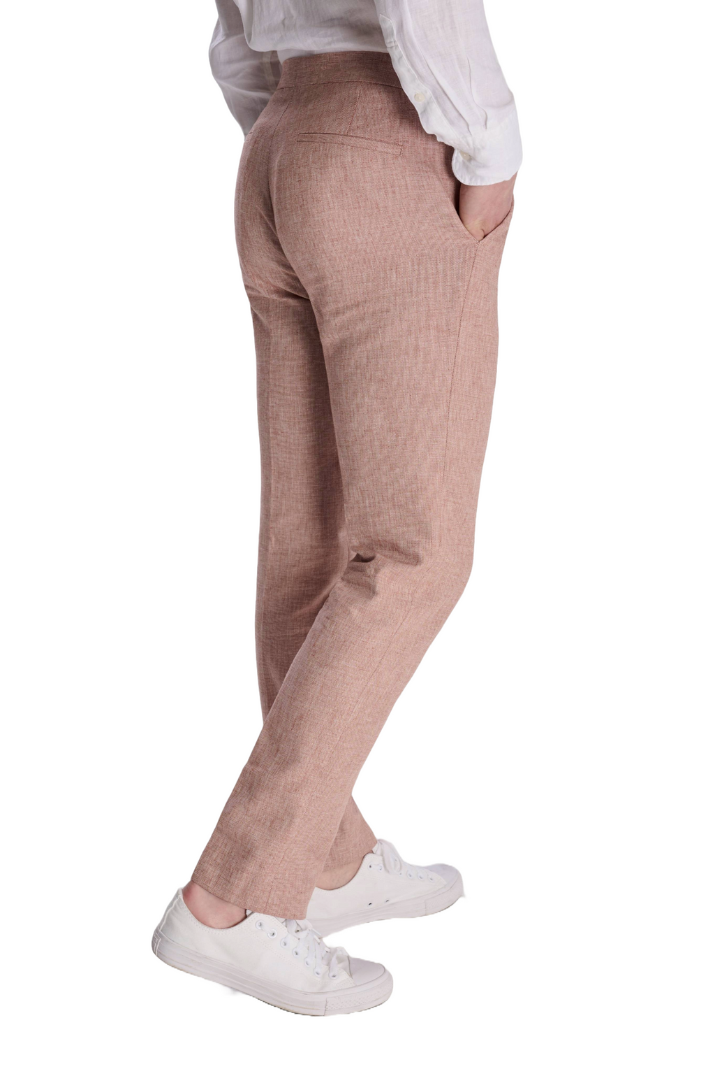 Giacomo Slim Fit Cotton Linen Suit Trousers in Rust RRP £75