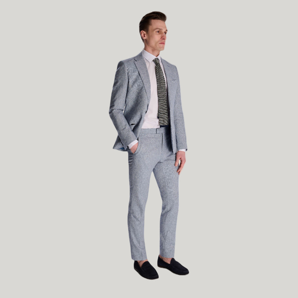 Giacomo Slim Fit Cotton Linen Suit Jacket in Chambray RRP £139