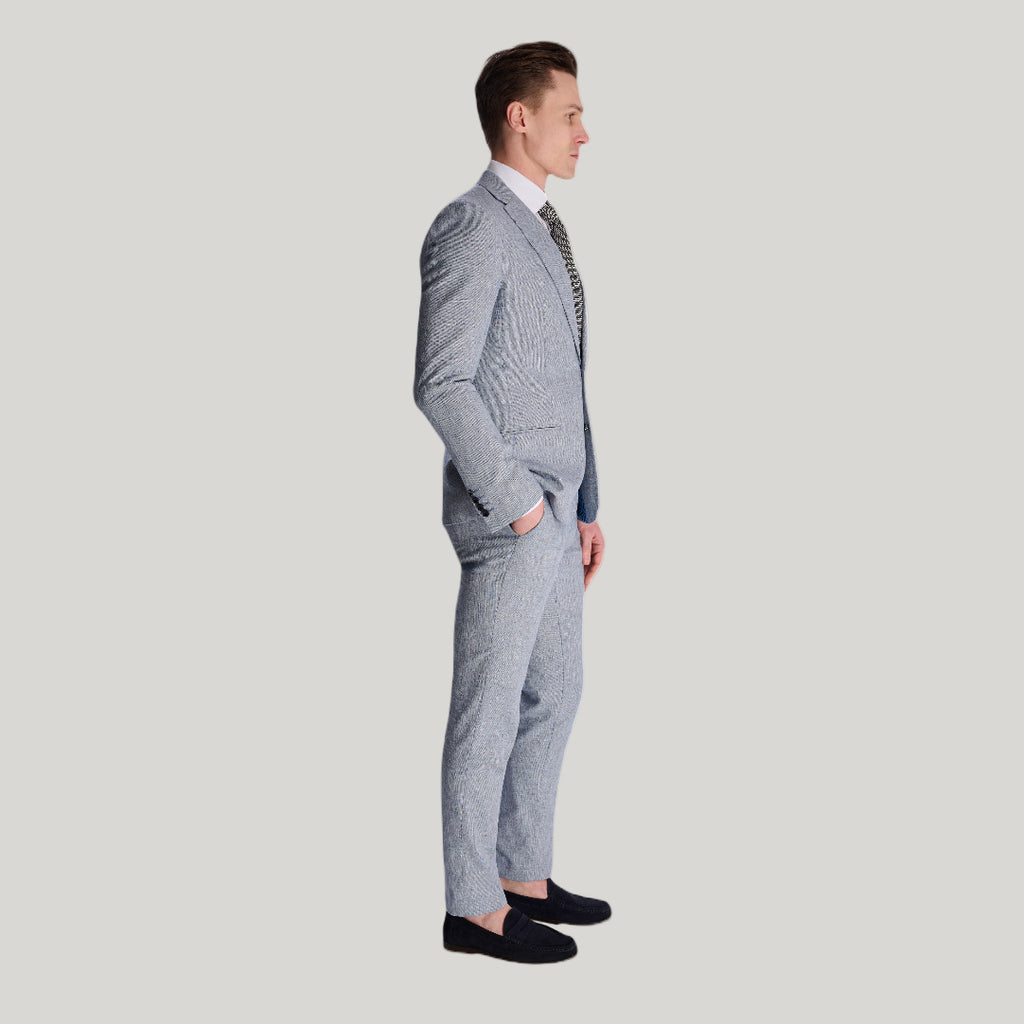 Giacomo Slim Fit Cotton Linen Suit Jacket in Chambray RRP £139