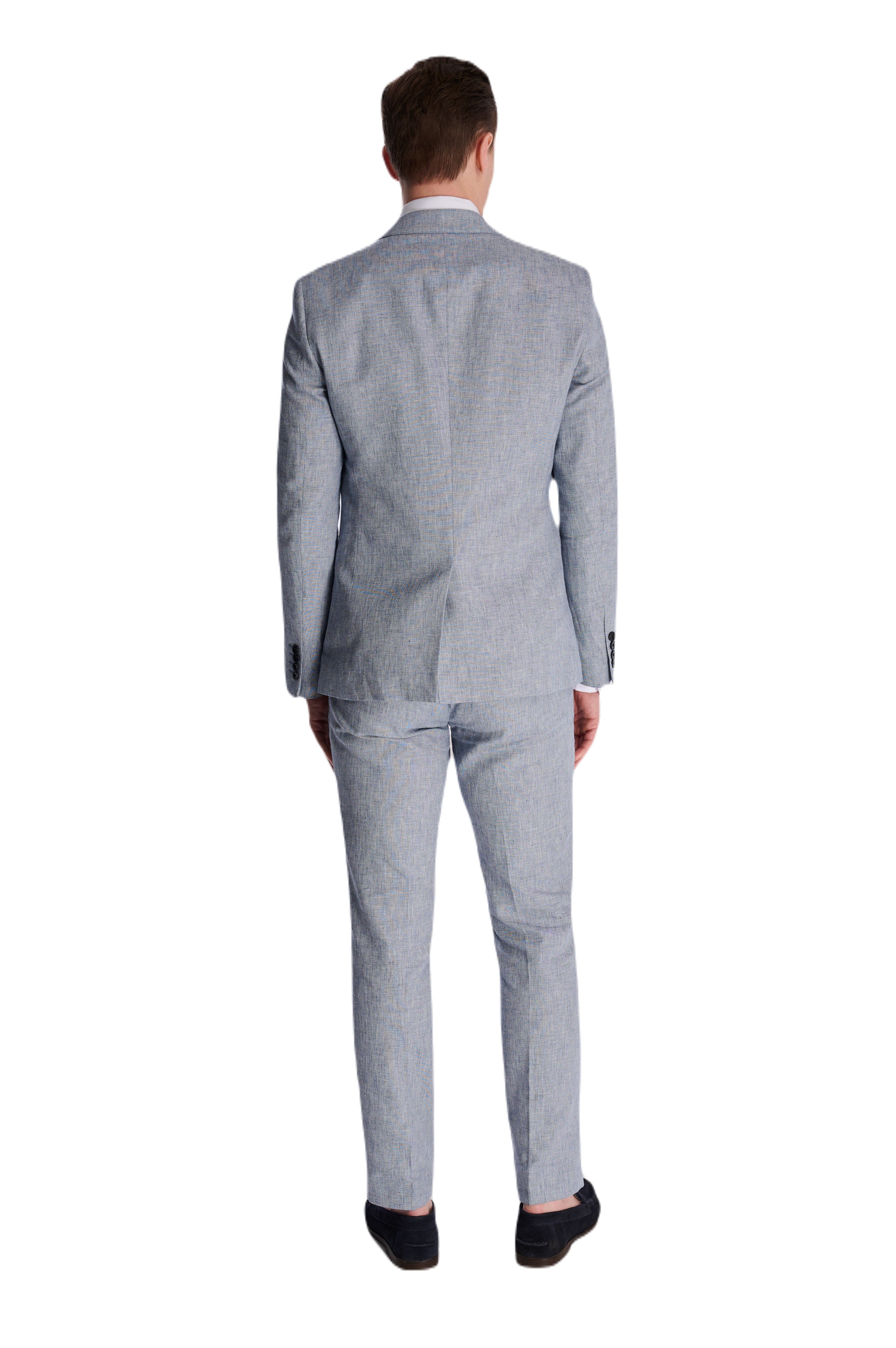 Giacomo Slim Fit Cotton Linen Suit Jacket in Chambray RRP £139
