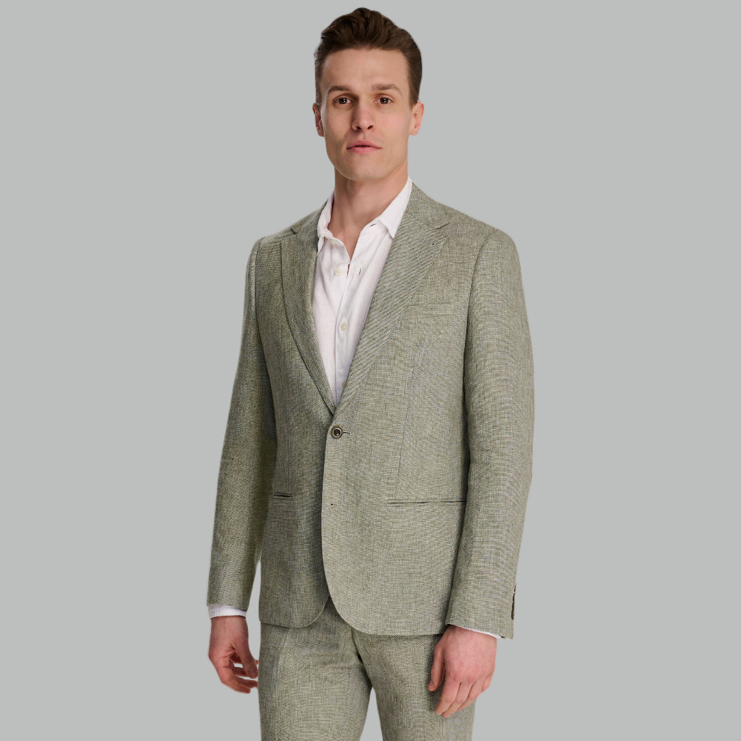 Giacomo Slim Fit Cotton Linen Suit Jacket in Green RRP £139