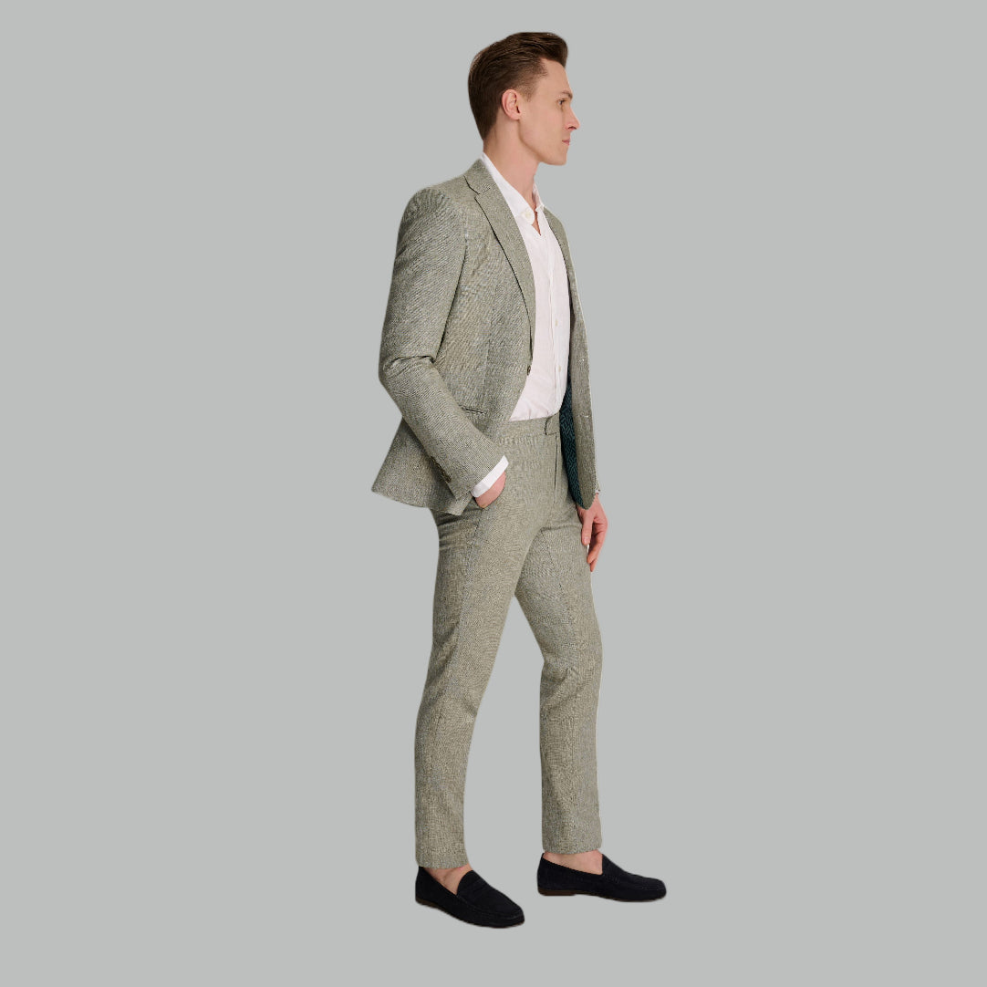 Giacomo Slim Fit Cotton Linen Suit Jacket in Green RRP £139