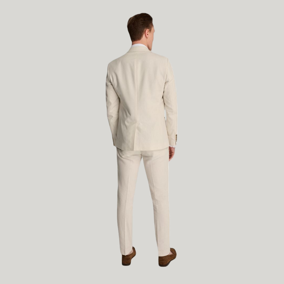Giacomo Slim Fit Cotton Linen Suit Jacket in Stone RRP £139
