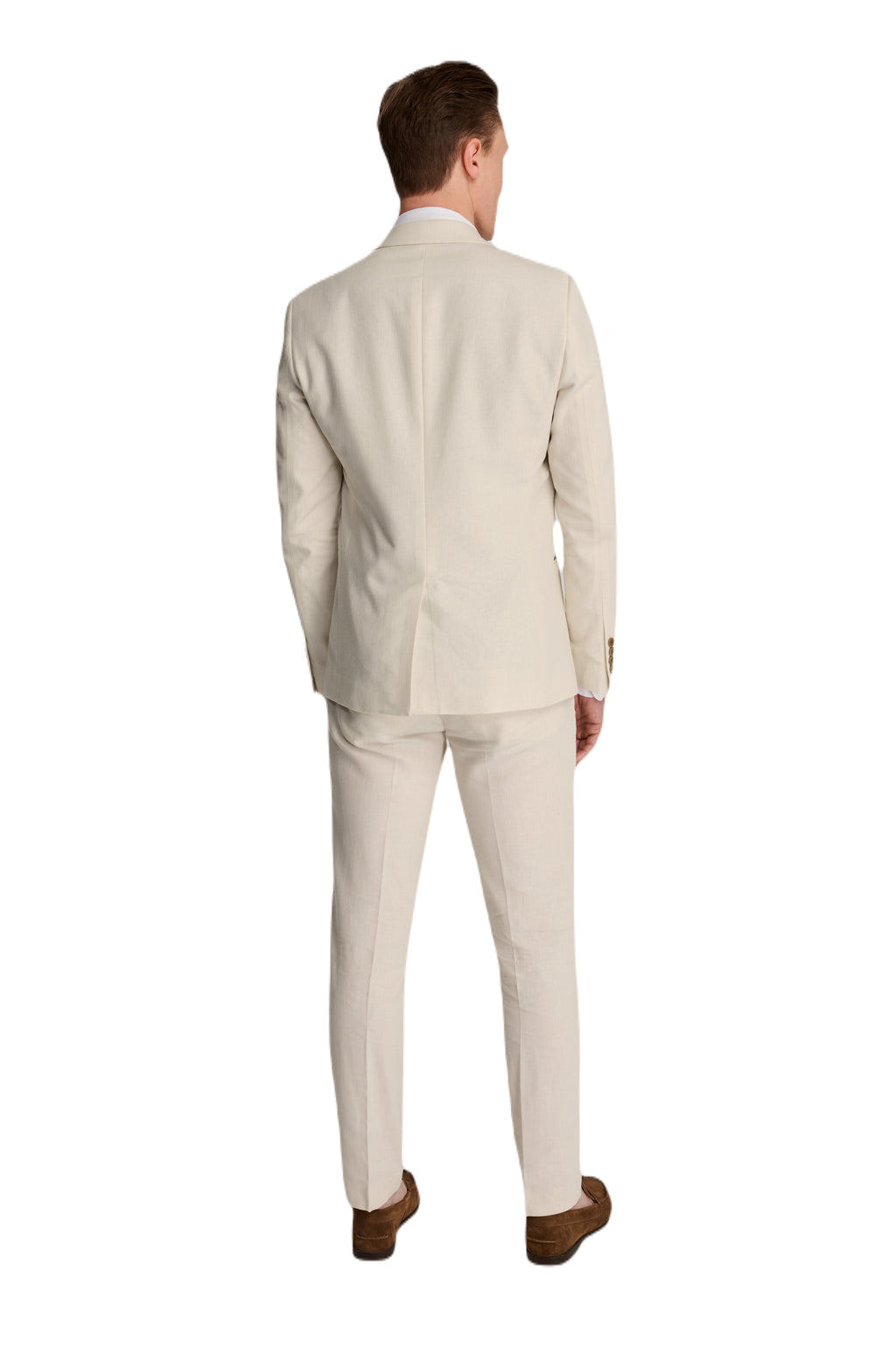 Giacomo Slim Fit Cotton Linen Suit Jacket in Stone RRP £139