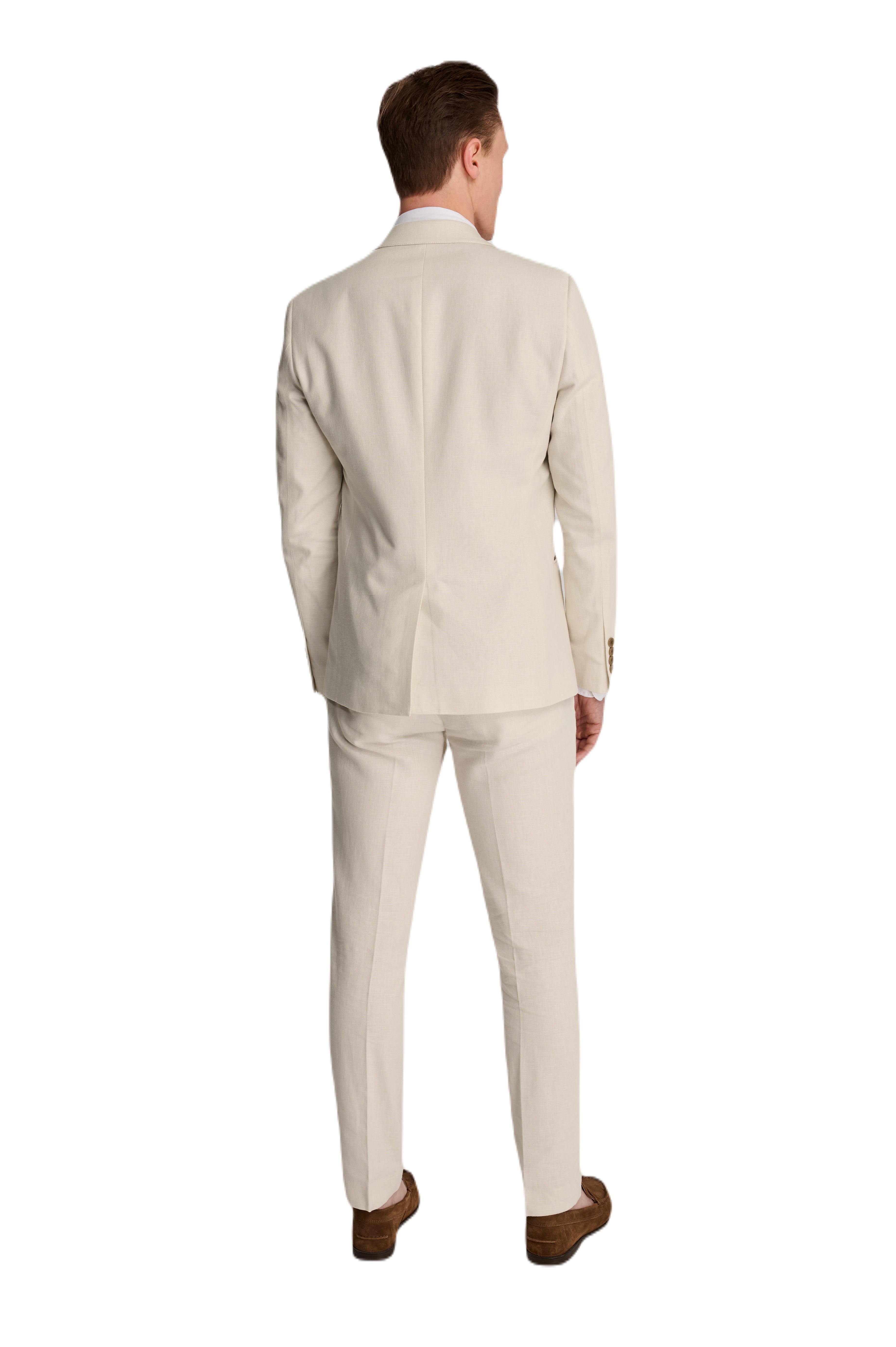 Giacomo Slim Fit Cotton Linen Suit Jacket in Stone RRP £139