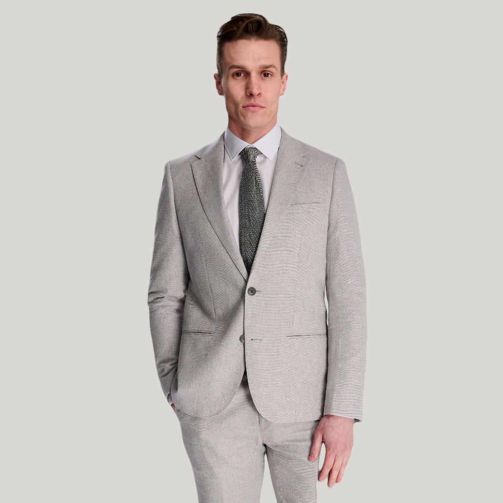 Giacomo Slim Fit Cotton Linen Suit Jacket in Grey RRP £139
