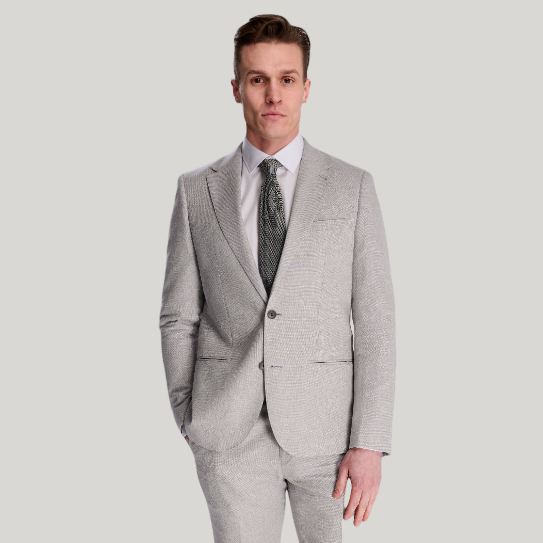 Giacomo Slim Fit Cotton Linen Suit Jacket in Grey RRP £139