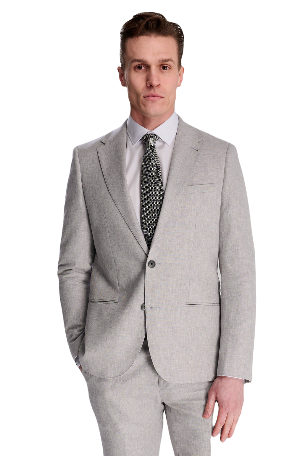 Giacomo Slim Fit Cotton Linen Suit Jacket in Grey RRP £139