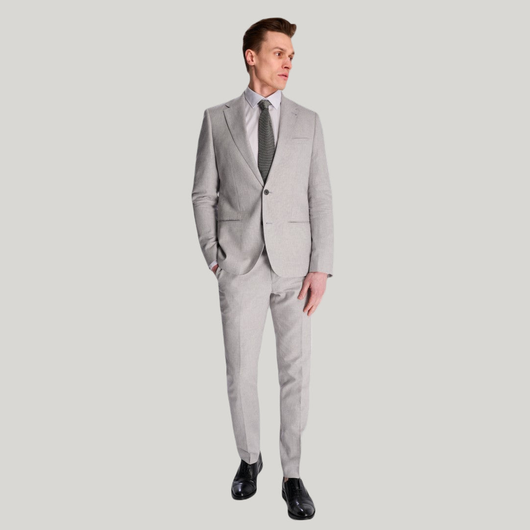 Giacomo Slim Fit Cotton Linen Suit Trousers in Grey RRP £75