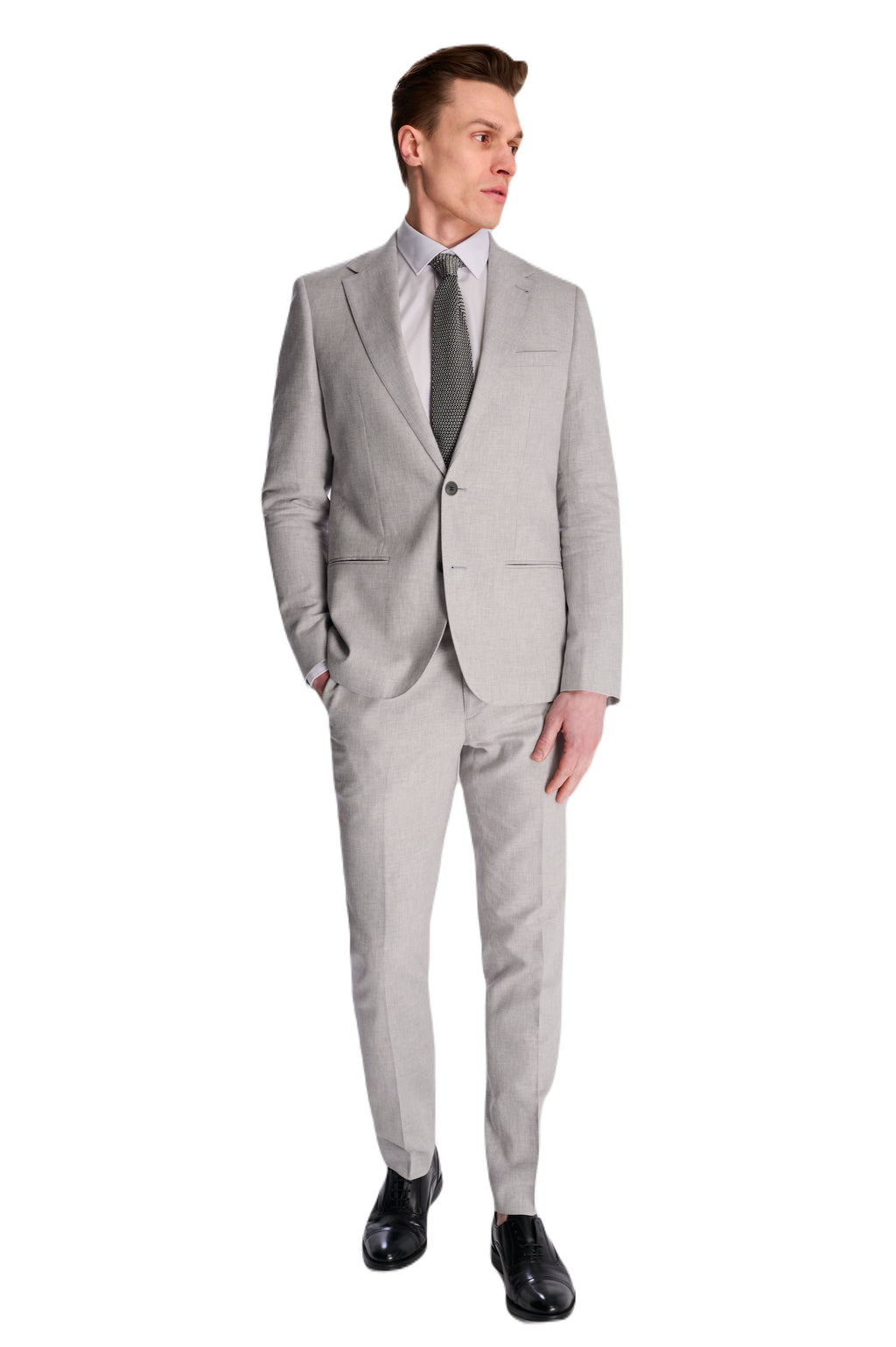 Giacomo Slim Fit Cotton Linen Suit Jacket in Grey RRP £139