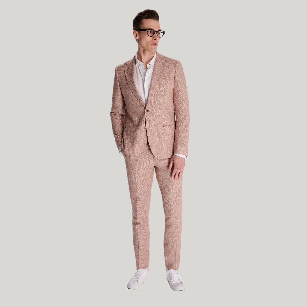 Giacomo Slim Fit Cotton Linen Suit Jacket in Rust RRP £139