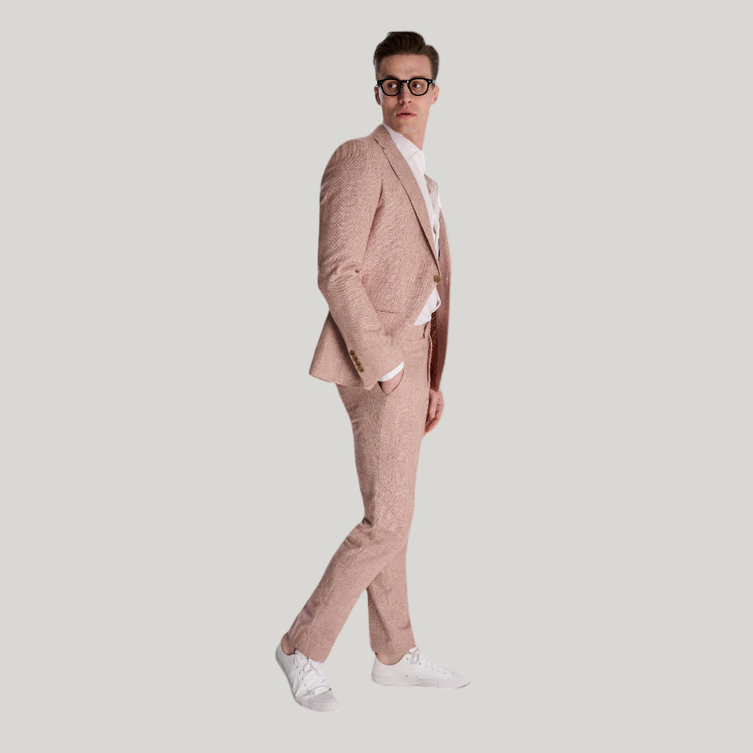 Giacomo Slim Fit Cotton Linen Suit Jacket in Rust RRP £139