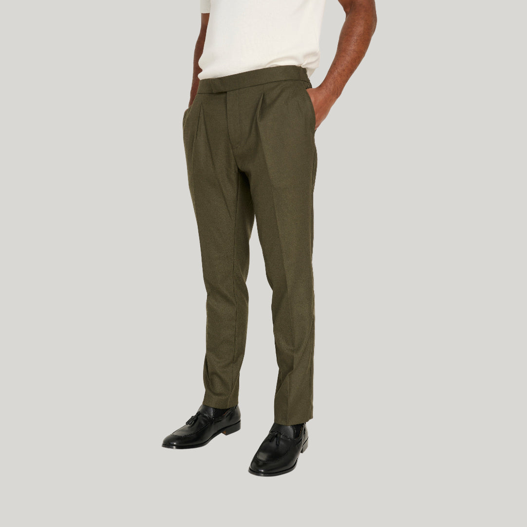 Arthur Flannel Trousers in Khaki RRP £89