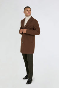 Josh Wool Melton Overcoat in Brown RRP £179