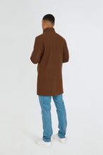 Load image into Gallery viewer, George Wool Melton Coat with Funnel Neck in Brown RRP £179
