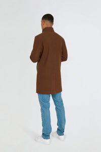 George Wool Melton Coat with Funnel Neck in Brown RRP £179