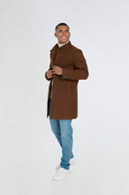 Load image into Gallery viewer, George Wool Melton Coat with Funnel Neck in Brown RRP £179
