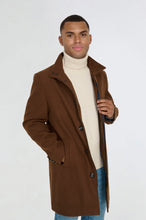 Load image into Gallery viewer, George Wool Melton Coat with Funnel Neck in Brown RRP £179
