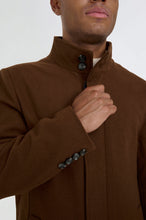 Load image into Gallery viewer, George Wool Melton Coat with Funnel Neck in Brown RRP £179
