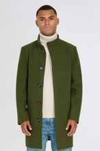 Load image into Gallery viewer, George Wool Melton Coat with Funnel Neck in Khaki RRP £179
