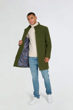 Load image into Gallery viewer, George Wool Melton Coat with Funnel Neck in Khaki RRP £179
