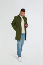 Load image into Gallery viewer, George Wool Melton Coat with Funnel Neck in Khaki RRP £179
