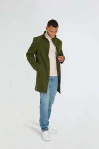 George Wool Melton Coat with Funnel Neck in Khaki RRP £179