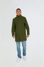 Load image into Gallery viewer, George Wool Melton Coat with Funnel Neck in Khaki RRP £179
