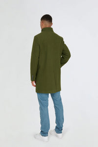 George Wool Melton Coat with Funnel Neck in Khaki RRP £179