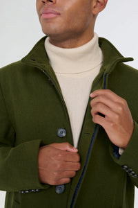 George Wool Melton Coat with Funnel Neck in Khaki RRP £179