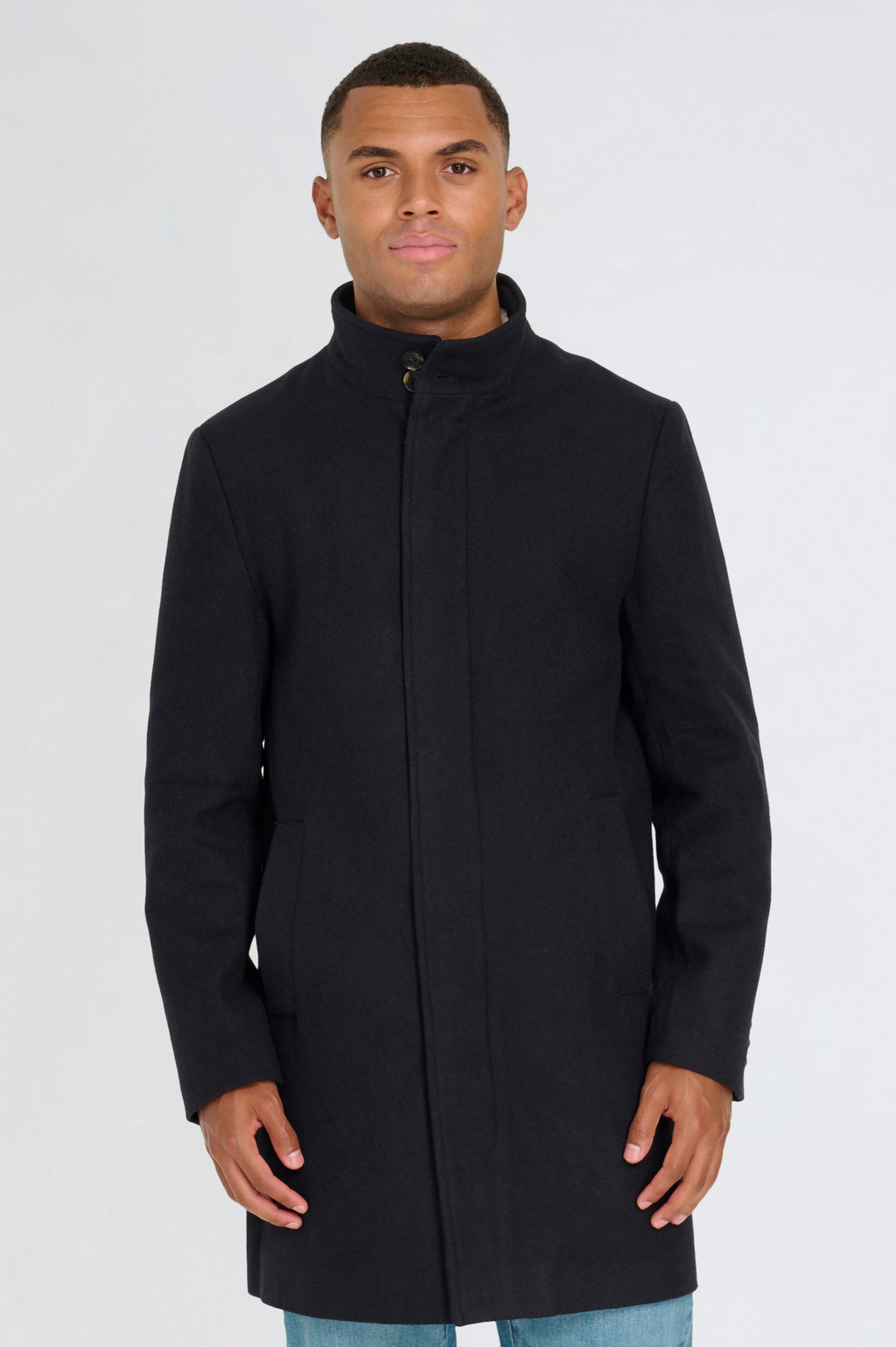 George Wool Melton Coat with Funnel Neck in Navy RRP £179
