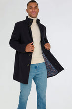 Load image into Gallery viewer, George Wool Melton Coat with Funnel Neck in Navy RRP £179
