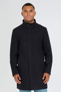 George Wool Melton Coat with Funnel Neck in Navy RRP £179