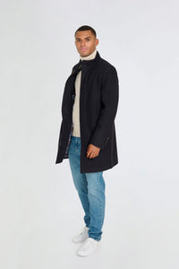 George Wool Melton Coat with Funnel Neck in Navy RRP £179