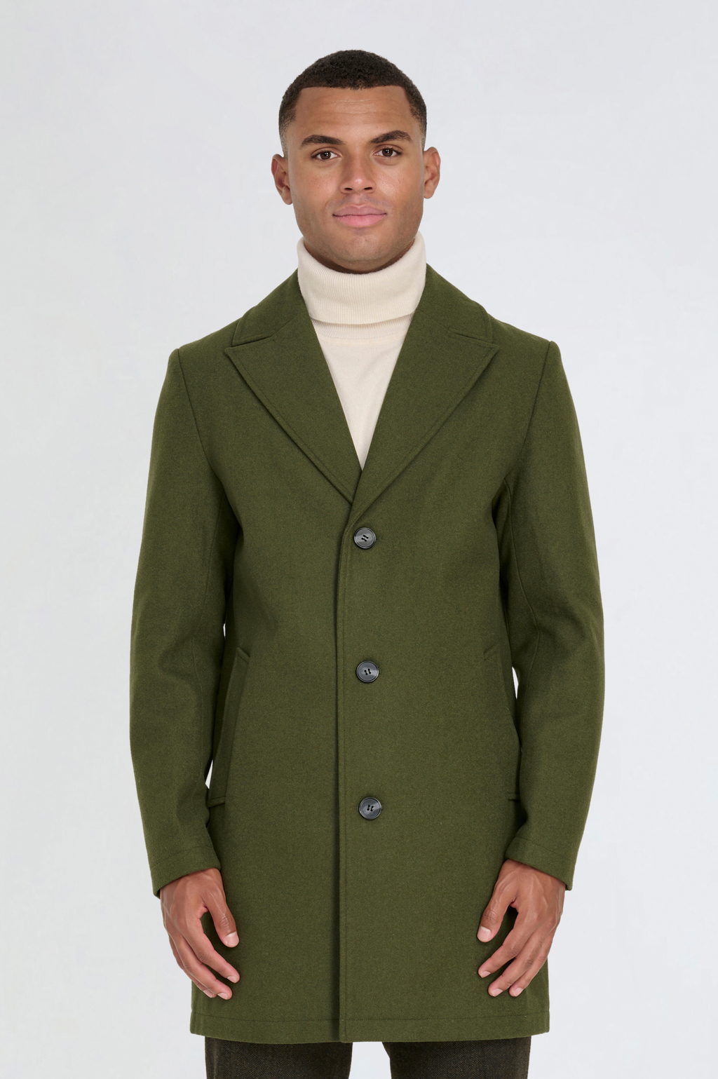 Josh Wool Melton Overcoat in Khaki RRP £179