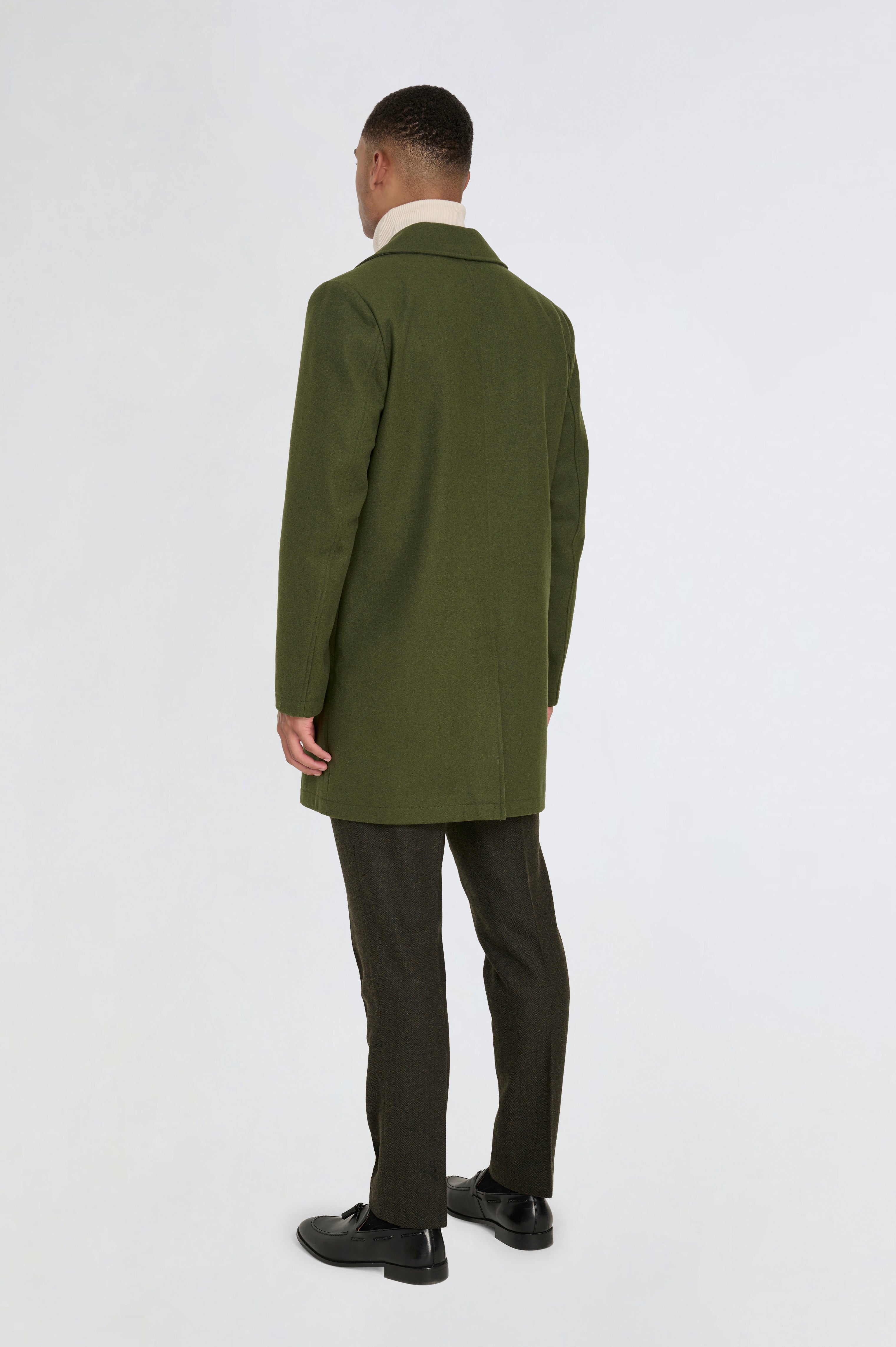 Josh Wool Melton Overcoat in Khaki RRP £179