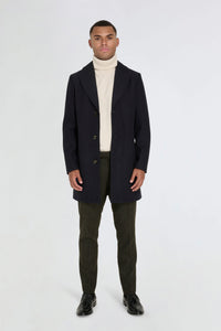 Josh Wool Melton Overcoat in Navy RRP £179