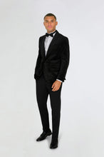 Load image into Gallery viewer, Leo Velvet Tuxedo Dinner Jacket with Shawl Lapel Detail in Black RRP £159
