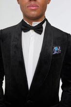 Load image into Gallery viewer, Leo Velvet Tuxedo Dinner Jacket with Shawl Lapel Detail in Black RRP £159
