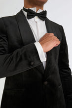 Load image into Gallery viewer, Leo Velvet Tuxedo Dinner Jacket with Shawl Lapel Detail in Black RRP £159
